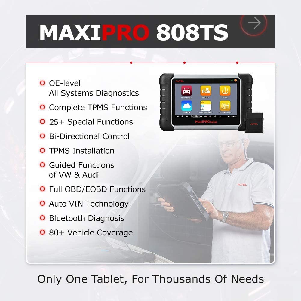 [Ship from US]Autel MaxiPRO MP808TS Automotive Diagnostic Scanner with Complete TPMS Functions Bi-Directional Control WIFI Bluetooth