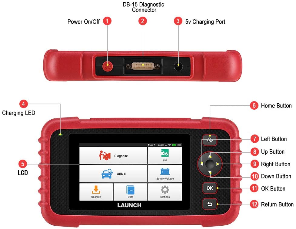 [Ship from US]LAUNCH CRP123X OBD2 SCANNER FOR ABS SRS TRANSMISSION ENGINE CODE READER CAR DIAGNOSTIC TOOL